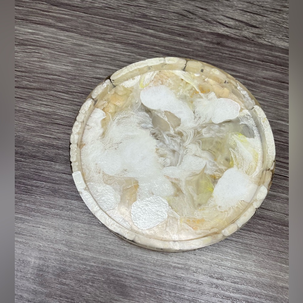 White & Cream Handmade Resin Coaster/Holder